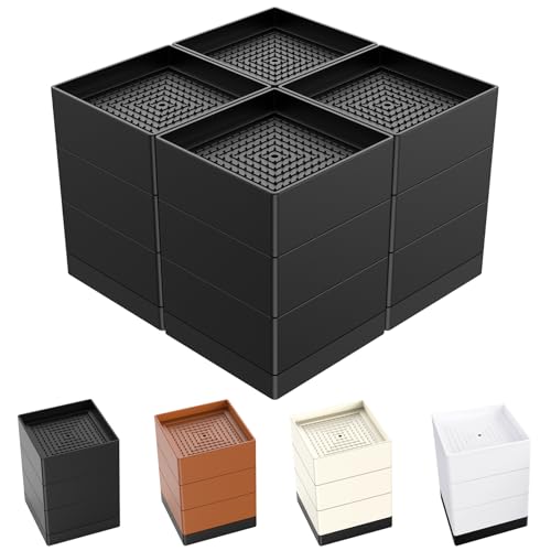 YINNGEM 三段式テーブル脚延長台 10.8cm 耐荷重1000kg 滑り止め 4個セット ブラック TPU+PP製