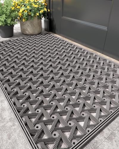 48.5x75cm CORFEEL TPE素材 玄関マット 泥落とし 屋外用 業務・家庭兼用 グレー