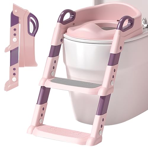 子供用トイレトレーニング補助便座 6段階 調節 折りたたみ式 滑り止め付き ピンク