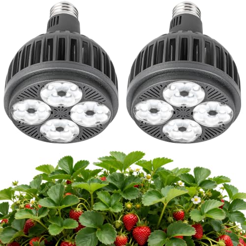 22W LED植物育成ライト 2個セット E26口金 全波長5800K CRI95 高演色 グレーブラック 放熱性アルミ+PC 家庭用園芸