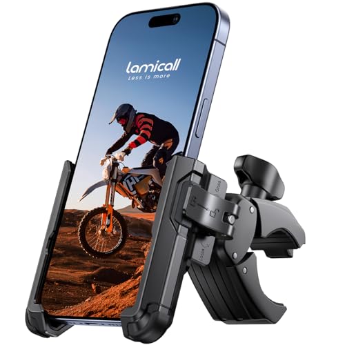 15-40mm対応 自転車用スマホホルダー 片手着脱 360度回転 落下防止 1秒クイックリリース 耐震設計 iPhone/Android 4.7-7インチ対応 ブラック