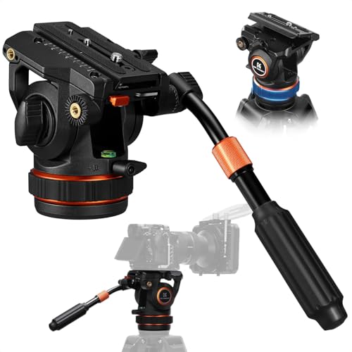 K&F Concept BV50 三脚用流体雲台 一眼レフ・ビデオカメラ対応 最大荷重 360°パン・チルト調整 黒