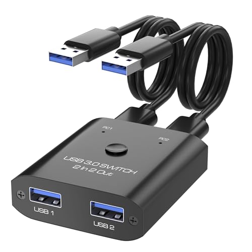 USB3.0切替器 2台PC共用 5Gbps高速転送 Type-A 2入力2出力 キーボード・マウス・プリンター共有