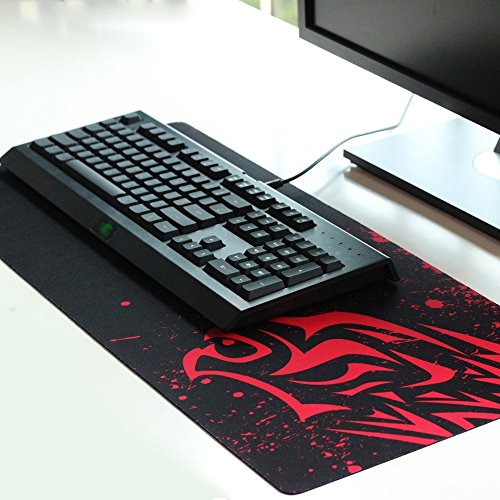 EXCO 3511 型 ゲーミングマウスパッド XLサイズ 赤パンサー柄 表面ポリエステル 裏面ゴム 滑り止め 洗濯可能
