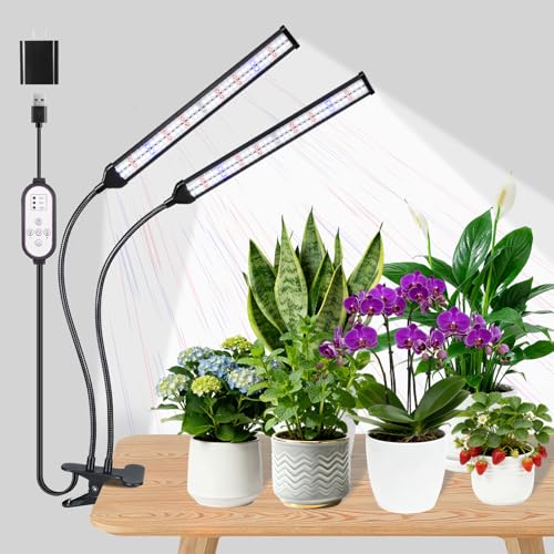 ZMJAJZZWL-78-RBW 二管式LED植物育成ライト 156LED 全スペクトラム 10段階調光 3モード 4/8/12時間タイマー クリップ式 フレキシブルアーム 室内観葉植物・多肉植物・育苗用