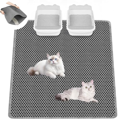 猫用トイレマット ハニカム構造 二重 防水防カビ 飛び散り防止 グレー