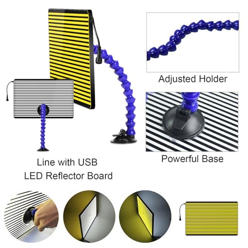 WHDZ デントリペアチェック板 PVC製 車体凹み検査ツール LEDライト付き USB充電式 板金補修 DIY用