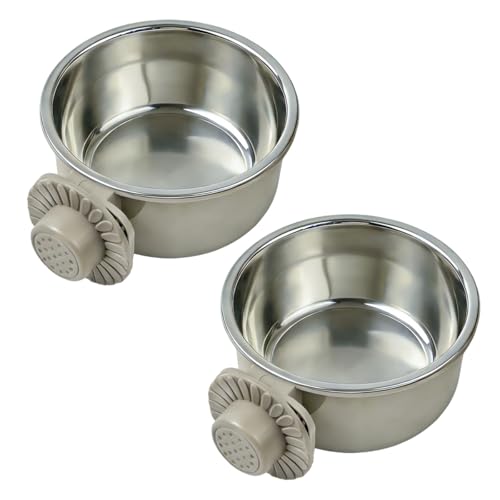 Lサイズ 2個組 ペット用吊り下げボウル 餌入れ 固定式 猫犬うさぎ小動物対応 PP+ステンレス製