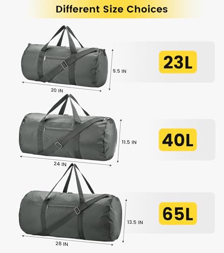 Vorspack 折りたたみダッフルバッグ 軽量 インナーポケット付き 旅行・ジム用 ブラック