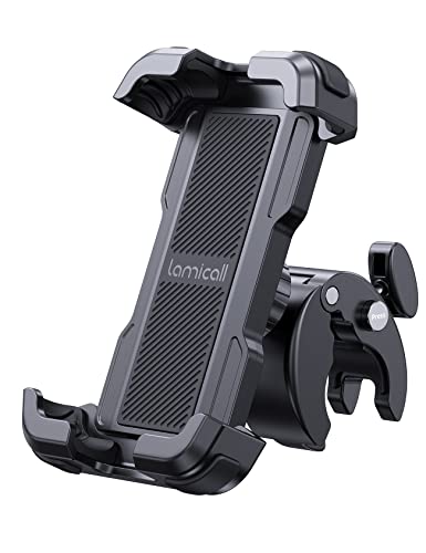 Lamicall 自転車用スマホホルダー 片手操作 360度回転 4.7-6.8インチ対応 防振設計 黒