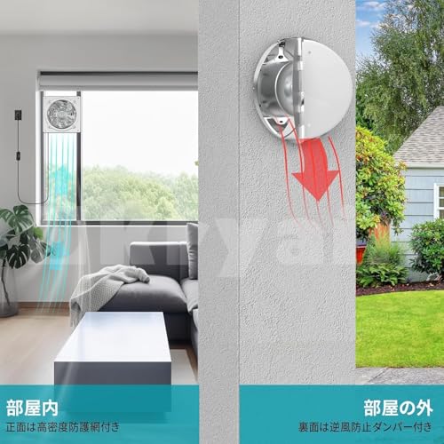 Okryain 業務用換気扇 ダクトファン 大風量 逆流防止 金属製 銀色