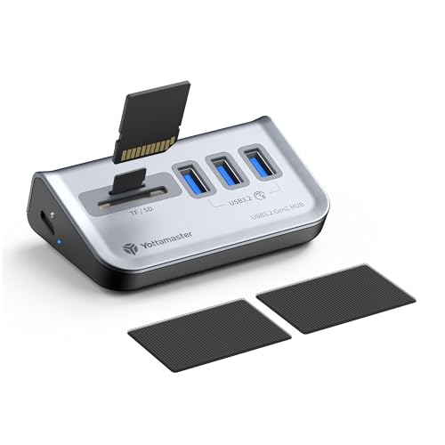 Yottamaster USB 3.0ハブ 5-in-1 34°傾斜設計 SD/TFカードリーダー付き 3xUSB-Aポート 着脱式ケーブル PC・MacBook対応 グレー