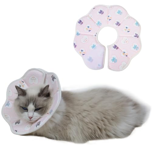Lサイズ WISSUA エリザベスカラー 猫小型犬用 通気性スポンジ素材 術後傷舐め防止 手洗い可能 ピンク