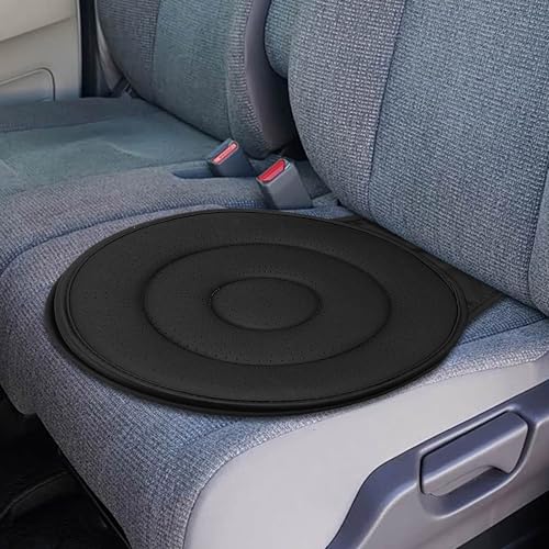 40×40×2cm 車用回転シートクッション 黒 綿・スポンジ製 360度回転 滑り止め付き 腰痛軽減 介護・妊婦対応