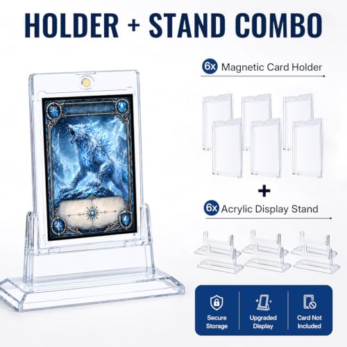 Mcbazel 磁気カードホルダー 6枚組 アクリルスタンド付き UVカット 卓上コレクションディスプレイ