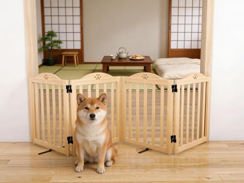 Pshelfy 360度回転連結 ペットフェンス 置くだけ 室内用 倒れにくい 4連式 犬 犬用ゲート 仕切り