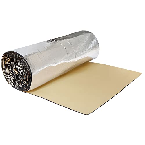 203x100cm 5mm厚 断熱シート 銀色 アルミ箔貼り 高密度クローズドセルフォーム 粘着付き 車用・配管・工業用 遮熱・防音・断熱材