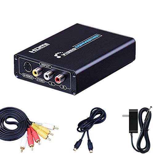 1080P対応 コンポジット/S端子 HDMI 変換アダプター アルミ合金製 RCA AV S-Video 入力 出力端子付き