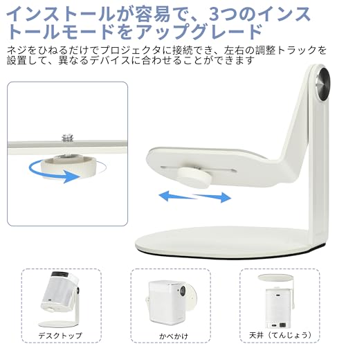 rloao プロジェクターマウント 天井吊り下げ 壁掛け対応 360度回転 汎用1/4ネジ 軽量ポータブル 家庭用・オフィス用