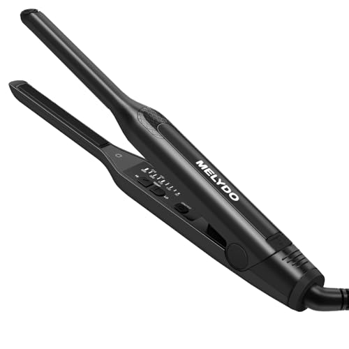 9mm幅 小型ヘアアイロン MELYDO 2WAY 90-220℃ 9段階温度調節 超軽量 100-240V 海外対応 自動OFF 前髪・ショートヘア用
