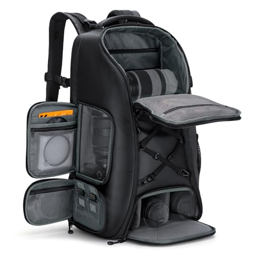 K＆F Concept カメラリュック 2気室 16インチPC収納 三脚固定 一眼レフ・ミラーレス対応 軽量アウトドアバック