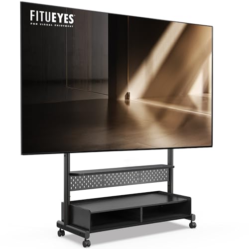 FITUEYES 移動式テレビスタンド 有孔ボード付き 調節可能 テレビ対応 黒