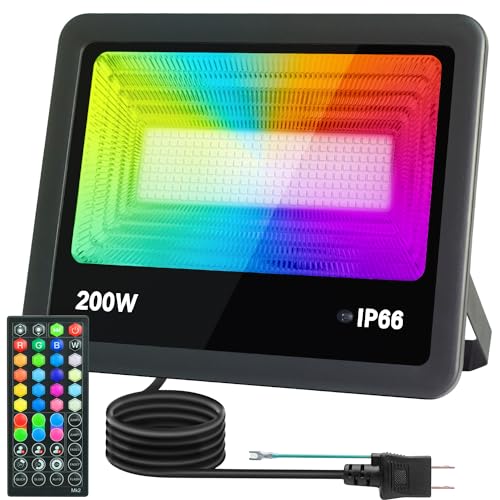 RGB LED投光器 200W 1000W相当 6色調光 リモコン IP66防水 屋内外兼用