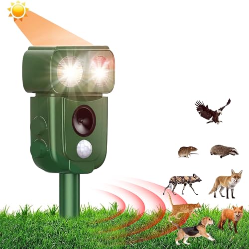 xunbida 超音波動物撃退器 120°広角12m感知 3000mAh大容量 太陽光&USB充電 IP65防水 4モード切替 赤外線センサー搭載 庭・畑用 害獣・猫・犬・鳥・ネズミ対策 ABS+鉄製