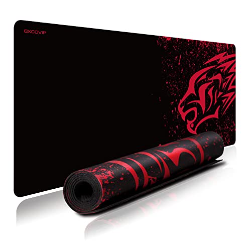 EXCO 3511 型 ゲーミングマウスパッド XLサイズ 赤パンサー柄 表面ポリエステル 裏面ゴム 滑り止め 洗濯可能