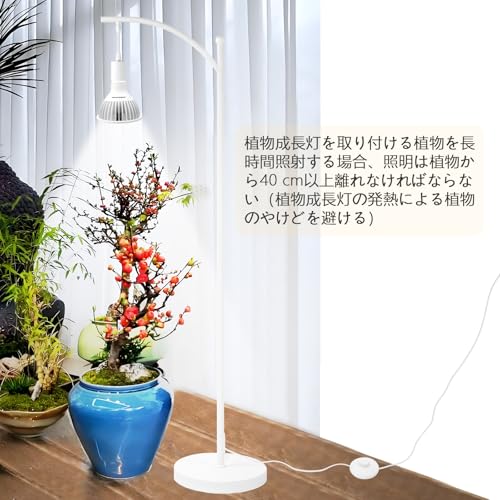 Pispoer E26ソケットフロアランプコード 鉄・銅製 白 フットスイッチ付き 植物育成・読書・作業灯対応