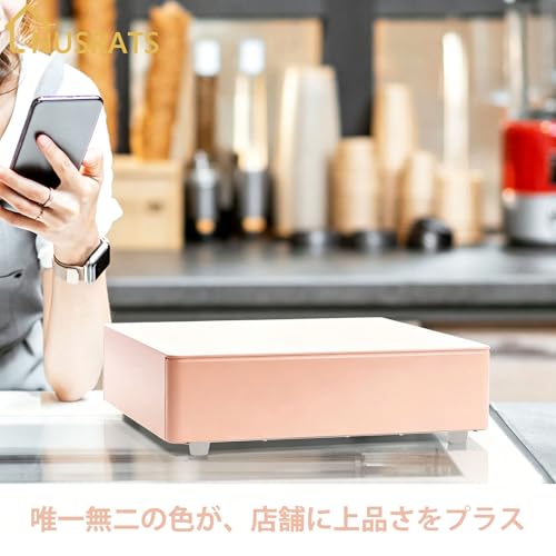 手動式キャッシュドロアー 3札6硬貨収納 ワンプッシュ開閉 レジ金庫 ピンク