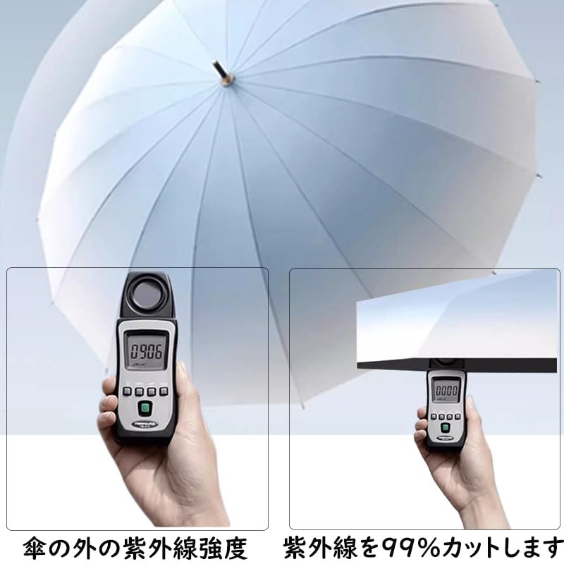 Tanosimi 16本骨 長傘 完全遮光 超撥水 耐風設計 レディース 晴雨兼用 軽量 100%遮光 UPF50+
