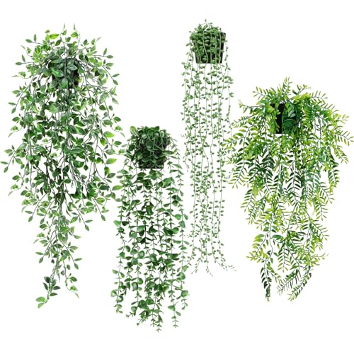Y-Step 吊り下げ人工観葉植物4点セット 壁掛けインテリアグリーン