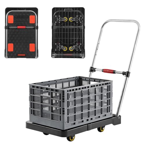 BN Binniu 3段ハンドル 静音キャスター 200kg耐荷重 折りたたみ台車 BN-13B-L 430ステンレス・PP・冷間圧延鋼板製 3モード変形 コンパクト収納