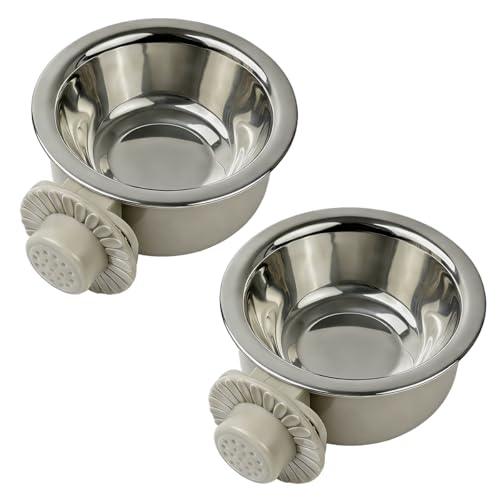 Sサイズ 2個組 ペット用吊り下げボウル 餌入れ 固定式 猫犬うさぎ小動物用 食器 PP+ステンレス製