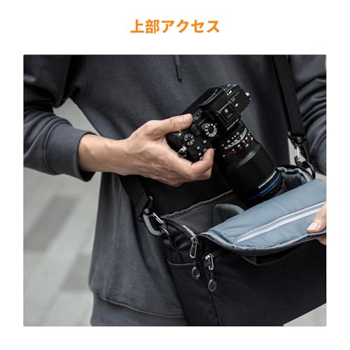 K&F Concept 一眼レフカメラ用ショルダーバッグ 仕切り付き 撥水加工 旅行・アウトドア対応 ブラック