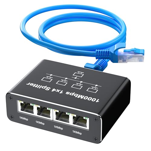 1入力4出力 スイッチングハブ 有線LAN分配器 ケーブル付 5ポート RJ45 1000Mbps対応 PC/PS5/PS4/Switch接続用