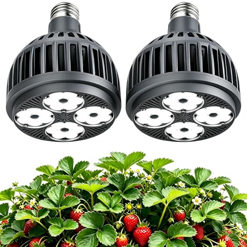22W LED植物育成ライト 2個セット E26口金 全波長5800K CRI95 高演色 グレーブラック 放熱性アルミ+PC 家庭用園芸