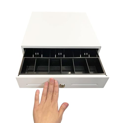 NUSRATS 手動式キャッシュドロアー レジスター 3札6硬貨収納 ワンプッシュオープン 白