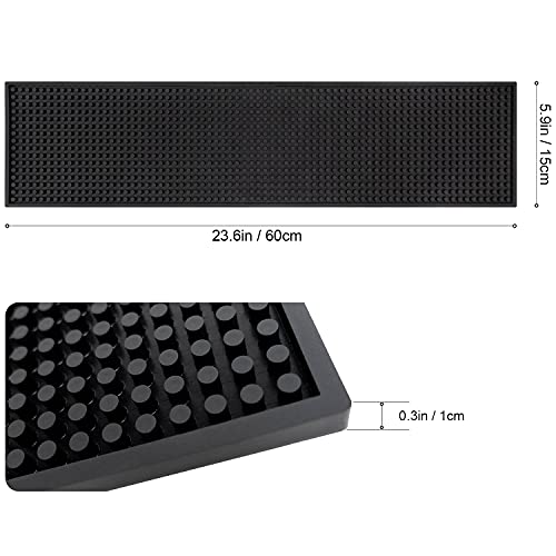 60x15cm PVC製 バーマット 黒 滑り止め 傷防止 水切り 耐久性 家庭用キッチンマット